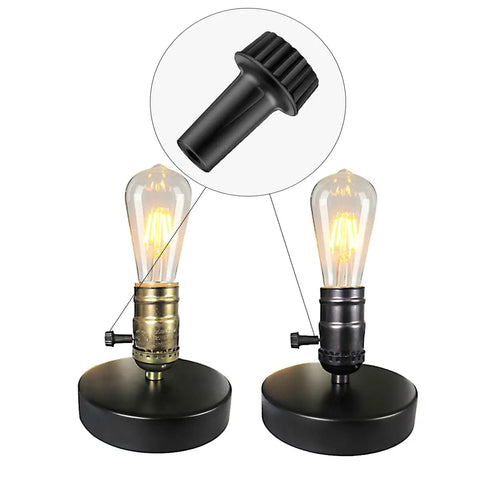 4 Pack Universal Lamp Switch Knob Replacements For Desk Lamps 20mm, showing non-slip black E26 knob and desk lamps with bulbs.