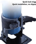 Kickass Adjustable Aluminum Router Base For Woodworking Crews Clean Edge Profiling And Precision Bevel Cuts Heavy Duty Trimming Rig Quick lock trigger detail