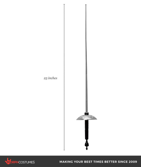 Cosplay Ready 25 Inch Plastic Fencing Foil Sword, Lightweight Silver And Black Knight Rapier Prop