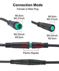 Extension Cable For Electric Bike Gear Sensor And Display, Waterproof IPX6 Connectors, 2-Pin 3-Pin 5-Pin Options, female to male plug