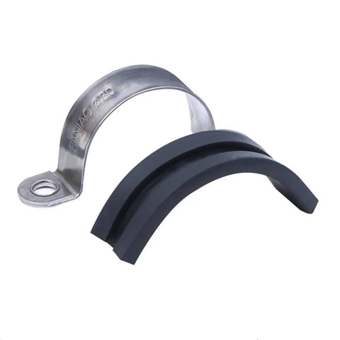 Premium Rubber Lined U Clips For Hose Clamps Made Of 304 Stainless Steel Size Range 12mm To 55mm shown with rubber lining