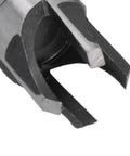 Close-up view of a cork drill bit from the Top Shelf Eight Piece Cork Drill Bits And Wood Plug Cutter Set Sculpted From Heavy Duty High Carbon Steel For Clean Tapered Cuts Runs Super Smooth With Standard Drills And Dremel Kits Built Solid For Daily Shop Hustle.