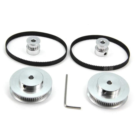 GT2 Synchronous Timing Pulleys Set Two Piece 20T And 60T Aluminum 5mm Bore High Precision Drive Pulleys With 200mm Length And 6mm Belt