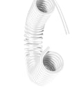 Heavy Duty Polyurethane Recoil Air Hose For Compressors 12 Meter Length, coiled white pneumatic cord for shop use.