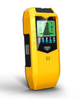Handheld Stud Finder Sensor LCD Display Portable Wall Scanner Detector with green backlit display and yellow body.
