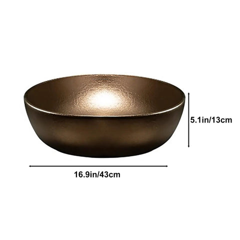 Modern Ceramic Vessel Sink with Faucet and Drain, Luxury Gold Oval/Rectangle Countertop Bathroom Vanity Basin, 16.9in size.