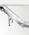 Premium Stainless Steel Automatic Belt Roller Conveyor Straight Up Heavy Duty Industrial Transport System with an angled view.
