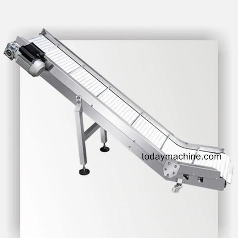Premium Stainless Steel Automatic Belt Roller Conveyor Straight Up Heavy Duty Industrial Transport System with an angled view.