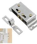 Magnetic Cabinet Door Latch Hardware, Stainless Steel Double Roller Catch, easy install for RV, boat, caravan, durable silver finish
