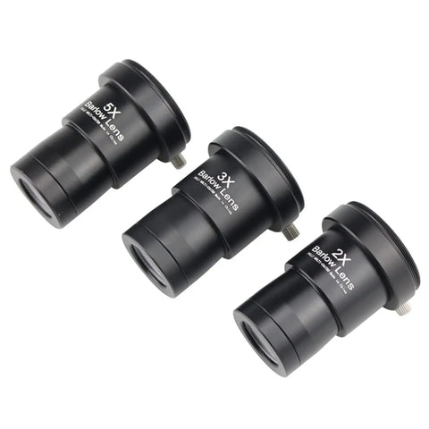 1.25 Inch Barlow Lenses Kit With 2X 3X 5X Magnification, Fully Metal Body, Multi Coated Broadband Green Film Optics