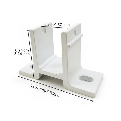 Beefy Outdoor Awning Mounting Bracket With Bent Support, Aluminum Slotted Plate shown with measurements