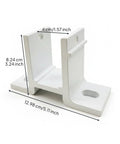 Beefy Aluminum Carport Mounting Bracket With Flat Base Bent Slotted Plate For Outdoor Awnings in white with dimensions shown
