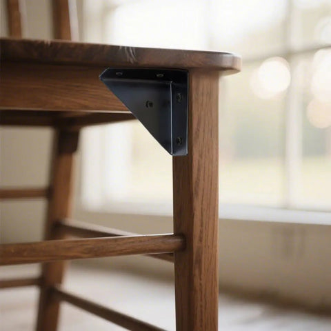 Triangle Corner Brace L Bracket For Wood 10 Pack Built Tough Heavy Duty Solid Steel installed on chair corner