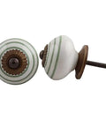Rock Solid Ceramic Drawer Knobs With Crisp White Stripes For Kitchen Cabinets And Dressers Handmade Luxury Appeal 100 Pack close-up of two knobs