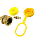 Propane Cylinder Tank Fill Valve Kit For RVs Vanagon Westfalia Trailer And Camper Parts Bleeder Screw Refill Valve One And Three Quarters Inch To One Quarter Inch NPT Easy Install Road Trip Ready brass and yellow components