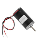 Heavy Duty 24V 3500Rpm Permanent Magnet Dc Carbon Brush Motor With Reversible Cw Ccw Rotation And Big Torque Metal Gears, top view, black casing, red and black wires.