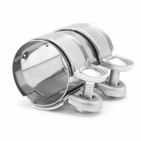 2 Inch Beefy Stainless Steel Exhaust Clamp Butt Joint Band Clamp for Pipes Mufflers Universal Automotive Exterior Exhaust Sleeve Connector