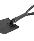 Folding Shovel For Camping And Hiking Durable Collapsible Entrenching Tool with 24 Inch Extended Length, serrated edge blade visible
