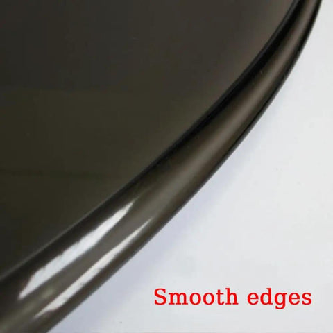 Smooth As Butter Black Tempered Glass Lazy Susan Turntable Built Different Heavy Duty Rotating Serving Tray For Dining Tables close-up of smooth edges