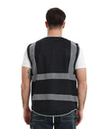Back view of Rock Solid 9 Pocket Reflective Safety Vest designed to handle the daily construction grind with spacious zippered stash bins.