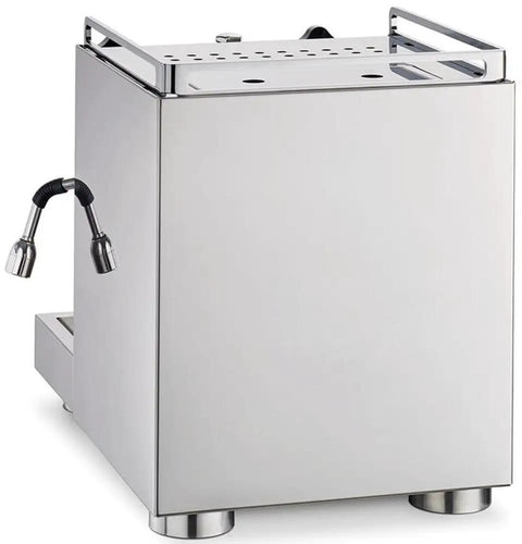 Side view of Cellini Classic Pro Grade Espresso Machine In Stainless Steel With Electronic Auto Water Level Anti Vacuum Valve
