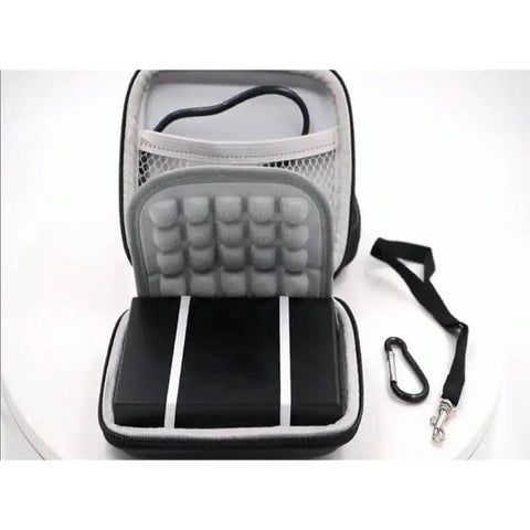 Built Different Travel Tech Bag For Power Bank Protection And Digital Accessory Organizing with heavy duty zipper, open view showcasing compartments.