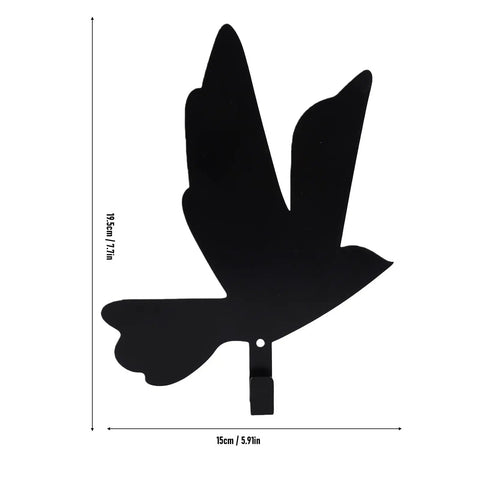Premium Industrial Cast Iron Bird Wall Hook Hella Tough Metal Key Holder For Entryway Modern Wall Decor display with measurements