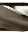 Close-up of a drill bit from the HSS Short Length Drill Bit Set A To Z, 26-Piece With Metal Case, Bright Finish, 118 Degree Conventional Point.