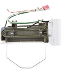 Genuine OEM Refrigerator Ice Maker Assembly Replacement Part Replaces W10825619 - Durable, Easy-Install Ice Maker For Your Freezer Dispenser W10886939 Compatible, showing rear view with wiring connections.