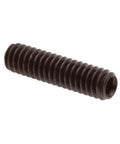 Workhorse 1/4-20 Inch Headless Grub Screws 1 Inch Long Black Oxide Steel Socket Drive Set Screws 25 Pack For Machinery Gear To Shaft Securement Flush Recessed Installation, single screw view