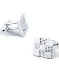 Silver Plated Tie Clip For Men And Women Clean Square Grid Design with shiny finish, ideal for formal suits.