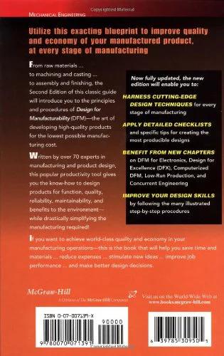 Book: Design for Manufacturability Handbook by Amazon, red back cover with text blocks and barcodes