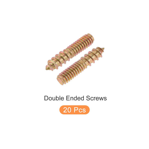 Top Tier Beefy Double Ended Hanger Bolts 1/4-20 X 1-1/4 Inch 20 Piece Kit showing two zinc plated screws