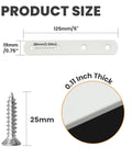 Heavy Duty 5 Inch Stainless Steel Mending Plate Flat Brace For Wood And Furniture Repair White Finish product size diagram