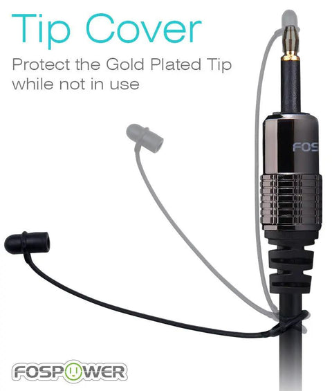 Pro Grade 24K Gold Plated Toslink To Mini Toslink Digital Audio Cable with protective tip cover for safe storage.