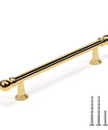 10 Pack Polished Brass Cabinet Pulls 5 Inch Hole Center 128mm Solid Zinc Alloy Handles, sleek handle and screws visible.