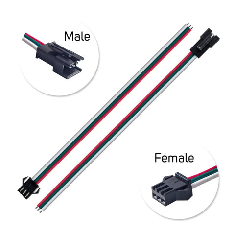 20 Pairs JST SM 3 Pin LED Strip Connectors Kit With 15cm 22AWG Cables For WS2812B WS2811 WS2812 WS2814 SK6812 RGBW LED Strips Male Female