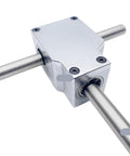 Heavy Duty 90 Degree Spiral Bevel Gearbox Reducer Assembly With Dual Shafts For Small Industrial Motors close-up view of steel casing and dual shafts