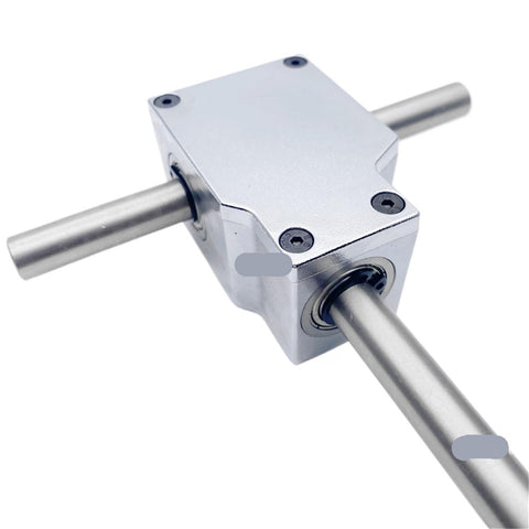 Heavy Duty 90 Degree Spiral Bevel Gearbox Reducer Assembly With Dual Shafts For Small Industrial Motors close-up view of steel casing and dual shafts