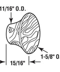 Diagram of Bi Fold Door Pull Knob With Screw Hardwood For Solid Wood Doors Up To One And Three Eighths Inches Thick Natural Finish.