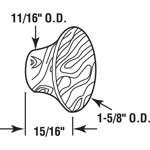 Diagram of Bi Fold Door Pull Knob With Screw Hardwood For Solid Wood Doors Up To One And Three Eighths Inches Thick Natural Finish.