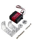 Heavy Duty Dual Shaft Digital Servo Featuring Killer Thirty Five Kilogram Rock Solid Torque And Slick Metal Gears For Full Two Seventy Sweep In Rc Cars Robots with metal mounting brackets and screws.