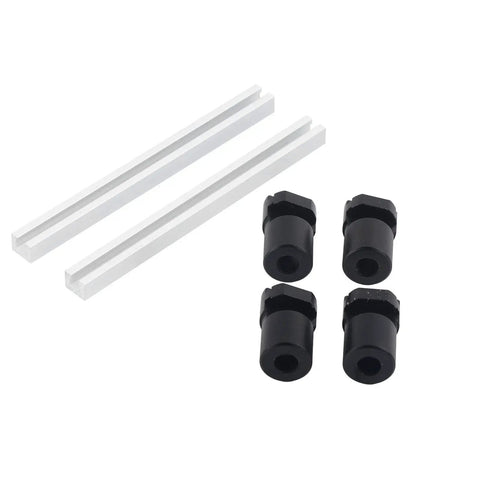 Aluminum Alloy Bench Dogs 2 Piece Stop Board Anodized 20mm Woodworking Workbench Stops shown in parts with sliding design.