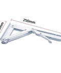 Heavy Duty Folding Triangle Brackets 4 Pack Wall Mounted Shelf Supports sturdy white steel 250mm size and 100mm height