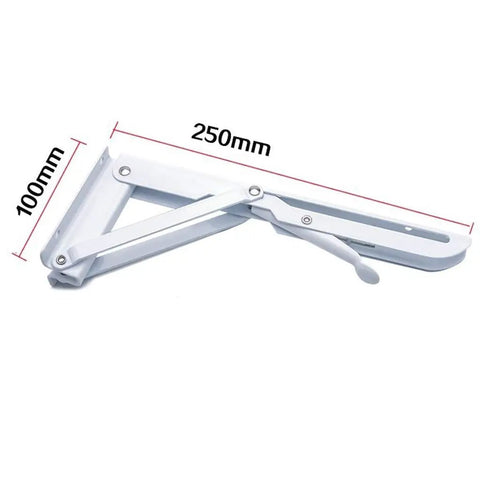 Heavy Duty Folding Triangle Brackets 4 Pack Wall Mounted Shelf Supports sturdy white steel 250mm size and 100mm height