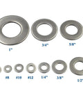 Two Hundred Pcs SAE Flat Washers In 304 Stainless Steel For Fasteners Outer Diameter Seven Sixteenth Inch Inner Diameter 0.193 Inches Thick