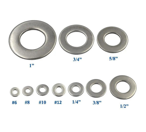 Two Hundred Pcs SAE Flat Washers In 304 Stainless Steel For Fasteners Outer Diameter Seven Sixteenth Inch Inner Diameter 0.193 Inches Thick