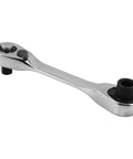 Mini One Quarter Inch Drive Reversible Ratchet Socket Wrench For Hex Bolts And Tight Squeeze Spots shiny metal surface with black detailing