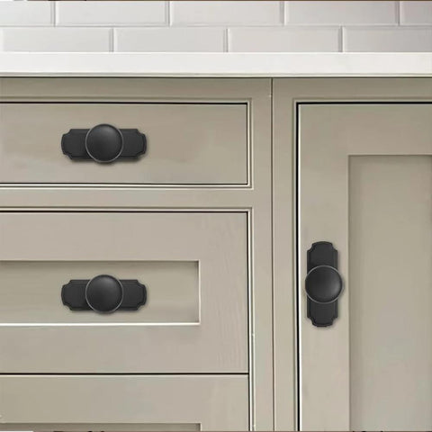 10 Pack Matte Black Cabinet Backplates For Knobs 2.8 Inch Long By 0.98 Inch Wide Rust Resistant on kitchen cabinets