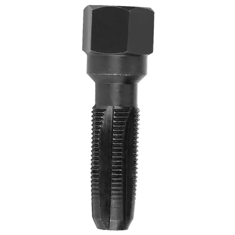 Carbon Steel 14mm Plug Rethread Tap Kit With Four Inserts For Damaged Thread Repair A Diy Friendly Pro Grade Tool Set That Restores Damaged Or Stripped Threads Fast In Motors Cylinders And Machinery. close-up black carbon steel 14mm plug rethread tap